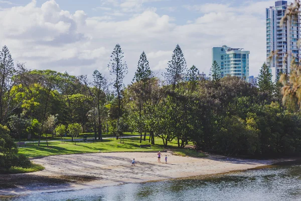 Gold Coast Austrália Janeiro 2015 Entrada Água Interior Surfista Paraíse — Fotografia de Stock