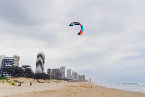 Gold Coast Itävalia Tammikuu 2015 Leijalautailijat Rannalla Surfers Paradise Tyynenmeren — kuvapankkivalokuva