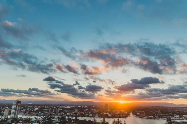 Gold Coast Австралія Січня 2015 Сонячна Відблиску Тропічних Захід Сонця — стокове фото