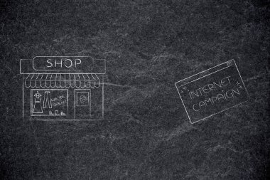 Ne tür bir pazarlama en iyi kavramsal illüstrasyon uygun: bir internet kampanyası ihtiyacı depolamak