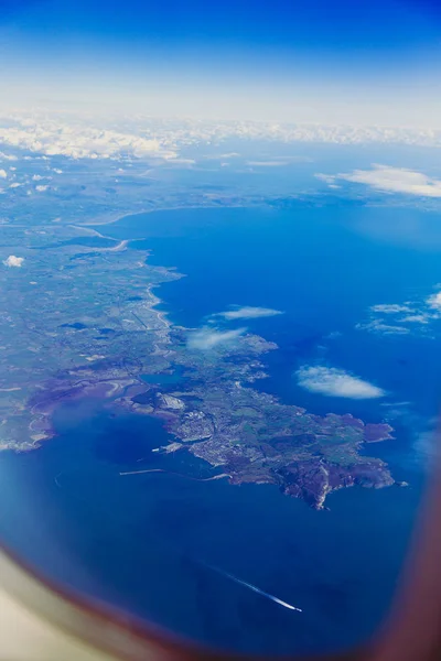 Vista Aérea Costa País Gales Inglaterra Durante Voo Dublin Londres — Fotografia de Stock