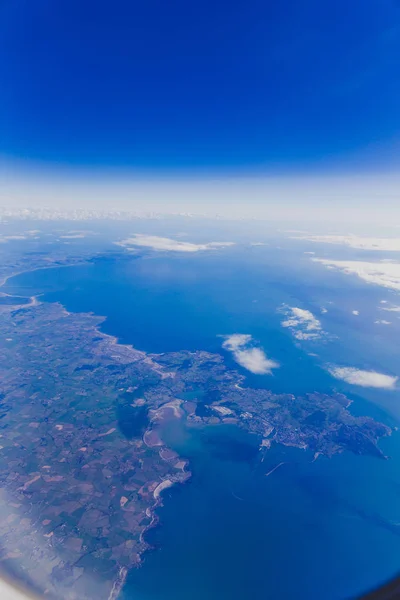 Vista Aérea Costa Gales Inglaterra Durante Vuelo Dublín Londres —  Fotos de Stock