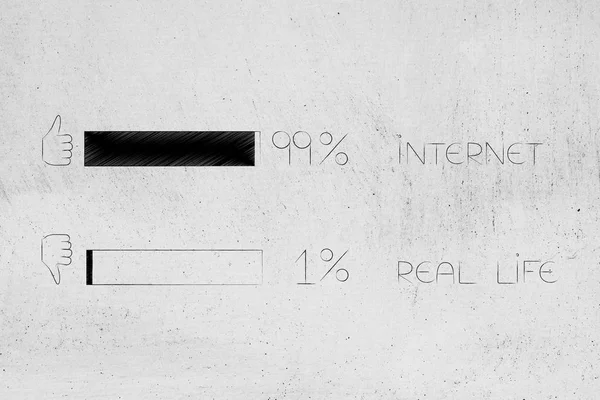 Відсотків Інтернету Відсоток Концептуальної Ілюстрації Реального Життя Бар Результатами Опитування — стокове фото