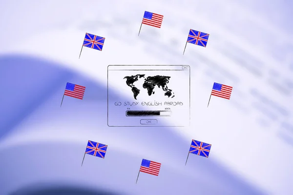 Esl Education Konzeptionelle Illustration Britische Und Amerikanische Flaggen Symbol Für — Stockfoto