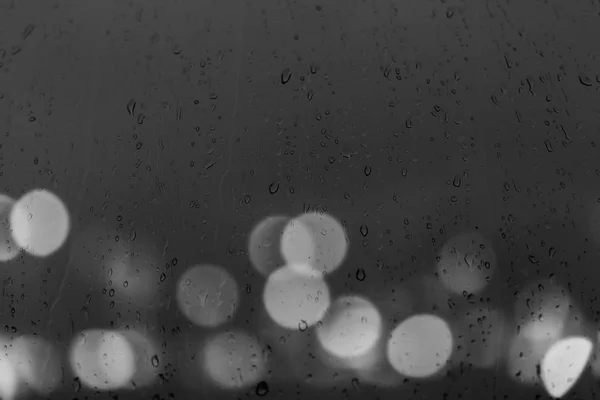 Achtergrond Met Venster Regen Druppels Stad Lichten Boke Aan Buitenkant — Stockfoto