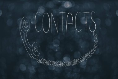 müşteri hizmet illüstrasyon: eski stil vintage telefon tel ve iletişim metin ile