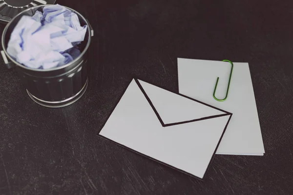 Envelope Clip Symbol Email Attachments Trash Can Next Concept Spam — 스톡 사진