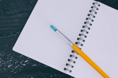 bloknot ve suluboya ile Resepsiyon fırçalar ile boş sayfaları ve 