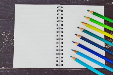 boş sayfaları ve co ile bloknot ve renkli pensilcs ile Danışma