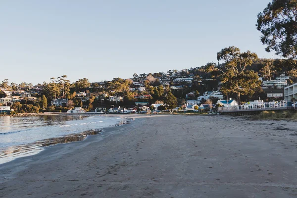 Tazmanya plaj huzurlu görünümlü ve alacakaranlıkta ıssız — Stok fotoğraf
