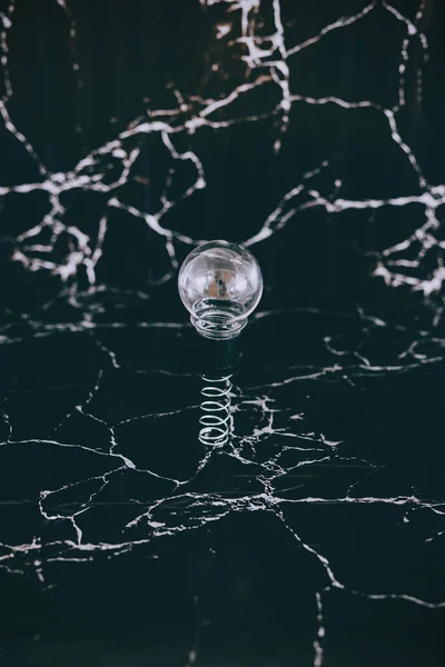 idea lightbulb popping up on spring with black marble background