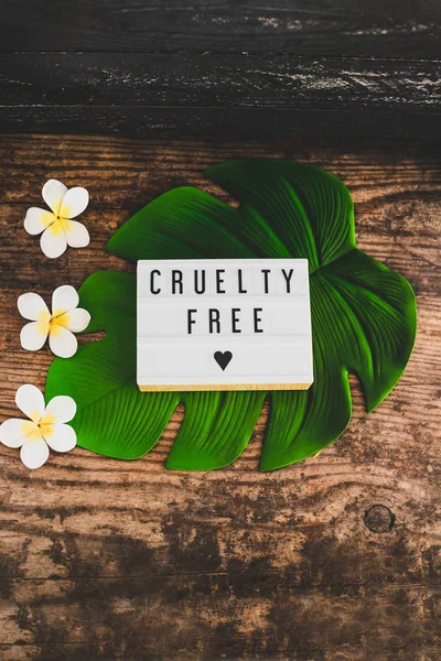 cruelty free message on lightbox vegan products and ethics