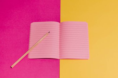 zıt sarı ve ma boş pembe sayfaları ile açık defter