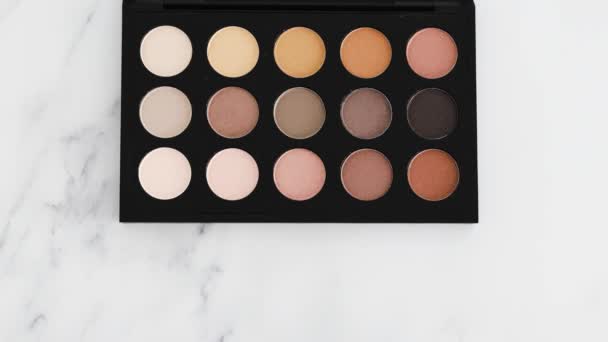 Beauty Industry Make Products Conceptual Still Life Eyeshadow Palette Nudes — Stock Video