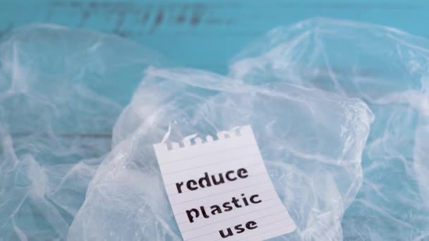 Vídeo Conceitual Vida Sustentável Reduza Mensagem Uso Plástico Com Cavilha — Vídeo de Stock