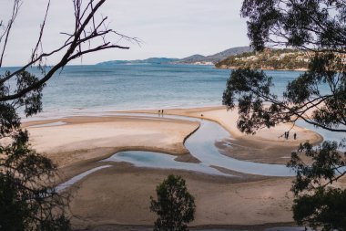 HOBART, TASMANIA - 30 Mayıs 2020: Hobart yakınlarındaki Kingston Sahili 'nde güzel ve canlı bir kış sabahı