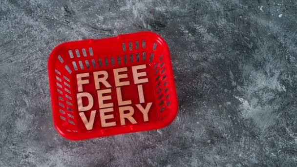 Çevrimiçi Alışverişler Temas Yok Içinde Ücretsiz Teslimat Metni Olan Alışveriş — Stok video