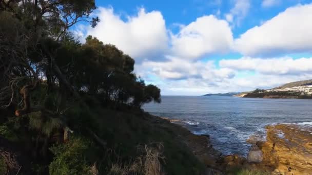 Vackert Tasmanskt Kustlandskap Blackmans Bay Vintern — Stockvideo