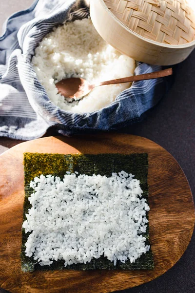 Sano Concetto Ricette Alimentari Base Vegetale Sushi Vegano Con Alghe — Foto Stock