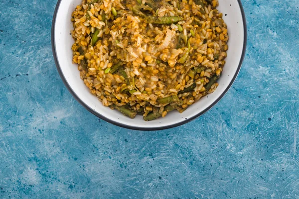 Conceito Saudável Receitas Alimentos Base Plantas Arroz Vegan Farro Torrado — Fotografia de Stock