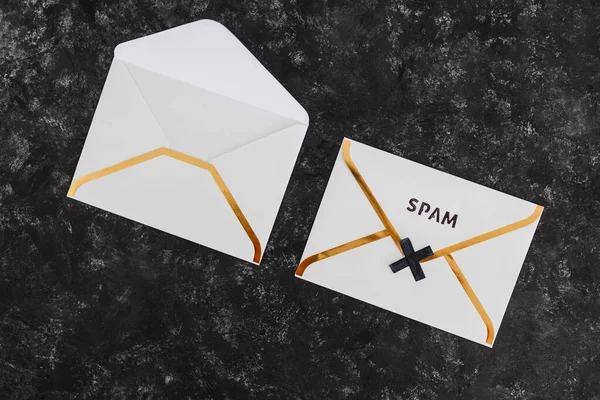 Organizace Doručené Pošty Koncept Úklidu Mailové Obálky Textem Spamu Bez — Stock fotografie