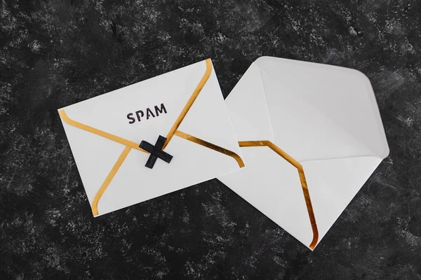 Inbox Organisatie Clean Concept Mail Enveloppen Met Zonder Spam Tekst — Stockfoto