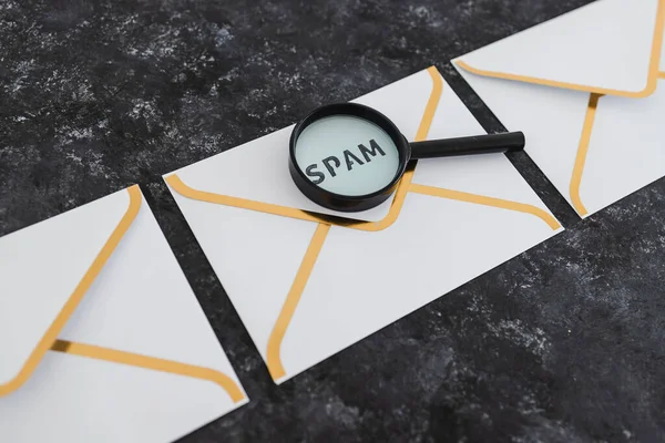 Organizace Doručené Pošty Koncepce Úklidu Mailové Obálky Textem Spamu Bez — Stock fotografie