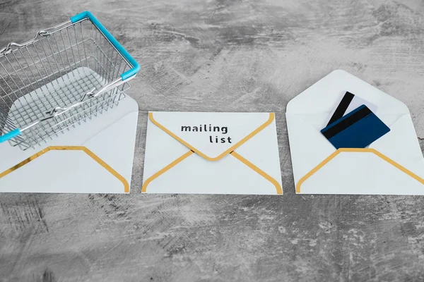 Mail Marketing Und Förderung Von Online Vertriebskonzept Mailing List Mail — Stockfoto