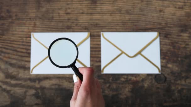 Inbox Organisatie Conceptueel Beeld Mail Pictogrammen Zij Aan Zij Hand — Stockvideo