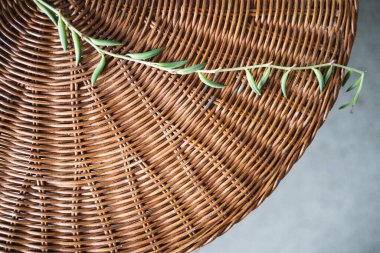 Sukkulet bitkisinin yakın plan çekimleri rattan masa üzerinde sığ alan derinliği
