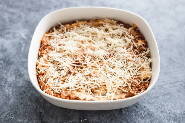 Conceito Saudável Receitas Alimentos Base Plantas Lentilha Vegana Ragu Lasanha — Fotografia de Stock