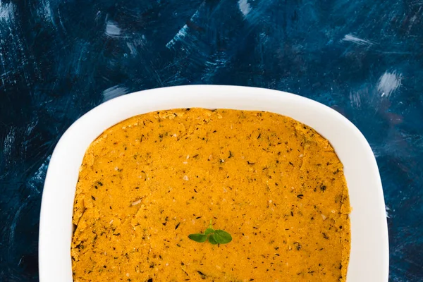 Hälsosamma Växtbaserade Livsmedel Recept Koncept Vegan Polenta Med Örter Och — Stockfoto