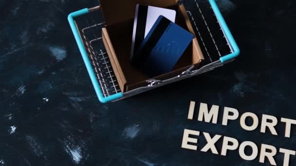 Concept Entreprise Mondial Importation Exporter Texte Côté Panier Avec Boîte — Video