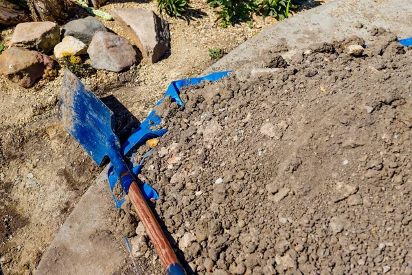 Pilha Solo Detritos Quintal Durante Trabalhos Construção Paisagismo — Fotografia de Stock