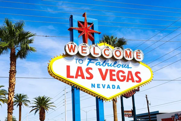 Welcome Fabulous Las Vegas Sign Bright Sunny Day Las Vegas — Stock Photo, Image