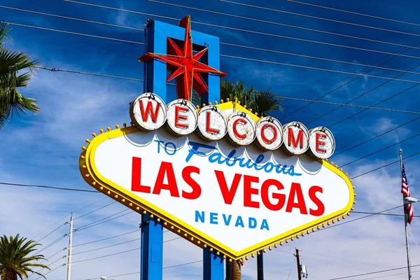 Üdvözöljük Mesés Las Vegas Jel Fényes Napos Napon Las Vegasban — Stock Fotó