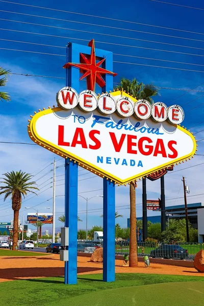 Bienvenue Las Vegas Signe Fabuleux Par Une Journée Ensoleillée Las — Photo