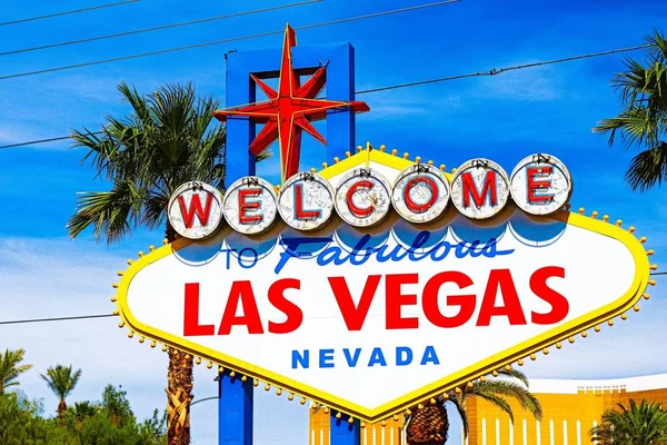 Bienvenue Las Vegas Signe Fabuleux Par Une Journée Ensoleillée Las — Photo