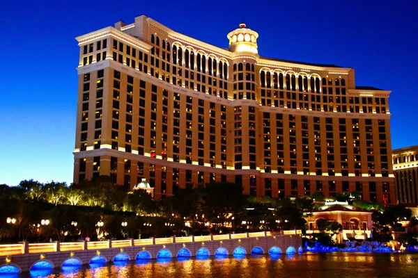 Las Vegas Usa Sep 2018 Zonsondergang Achter Het Bellagio Hotel — Stockfoto