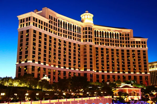Las Vegas Usa 2018 Sonnenuntergang Hinter Dem Bellagio Hotel Und — Stockfoto