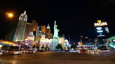 LAS VEGAS - October 09,2017: New York-New York on the Las Vegas Strip on October 09, 2017 in Las Vegas, USA. Replica of the Statue of Liberty is 150 ft (46 m) and the property opened in 1997. clipart
