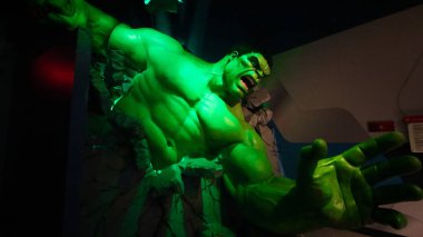 Las Vegas, NV/USA - Oct 09, 2017: The Incredible Hulk giant model figure at Madame Tussauds museum Las Vegas.Avengers.EndGame. clipart