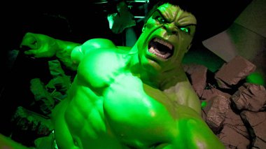 Las Vegas, NV/USA - Oct 09, 2017: The Incredible Hulk giant model figure at Madame Tussauds museum Las Vegas.Avengers.EndGame. clipart