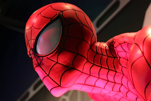 LAS VEGAS, USA - Oct 10, 2017: Close up Statue of Spider man at Madame Tussauds museum in Las Vegas.Avengers EndGame.