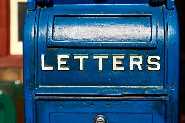 Traditional Old Blue Mail Letter Boxtraditional Old Blue Mail Letter — Stock Photo, Image