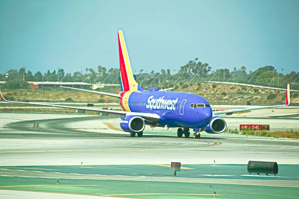 Los Angeles 2018 Ein Passagierjet Der Southwest Airlines Landet Auf — Stockfoto