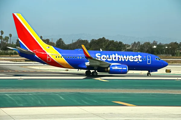 Los Ángeles Sep 2018 Avión Pasajeros Southwest Airlines Aterriza Aeropuerto — Foto de Stock