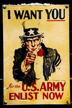 Sam Amca, 1917 'de James Montgomery Flagg tarafından askere alma posterini istiyorum.