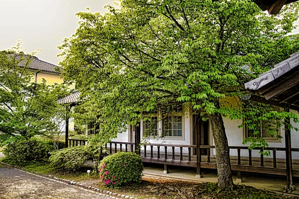 Casa Antigua Estilo Japonés Paisaje Antigua Arquitectura Japonesa Jardín Una — Foto de Stock