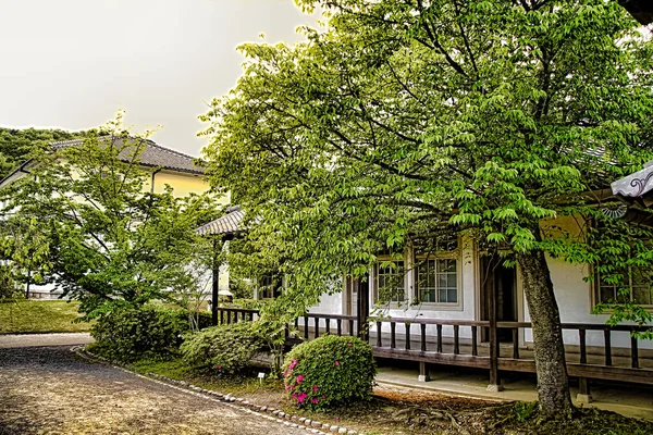 Casa Antigua Estilo Japonés Paisaje Antigua Arquitectura Japonesa Jardín Una — Foto de Stock